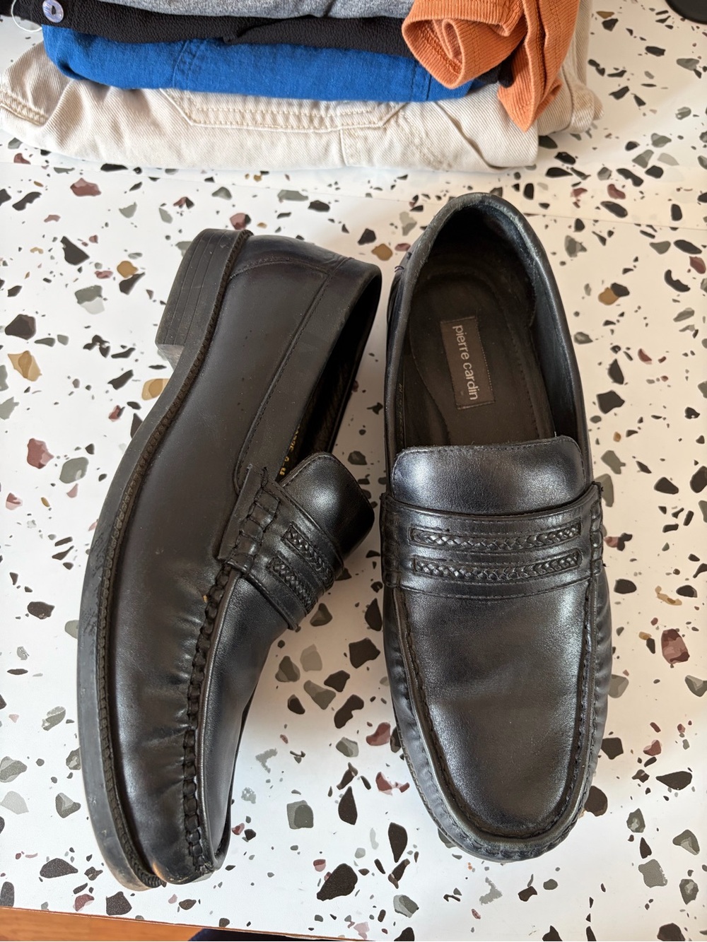 Pierre Cardin Men’s Black Leather Penny Loafers